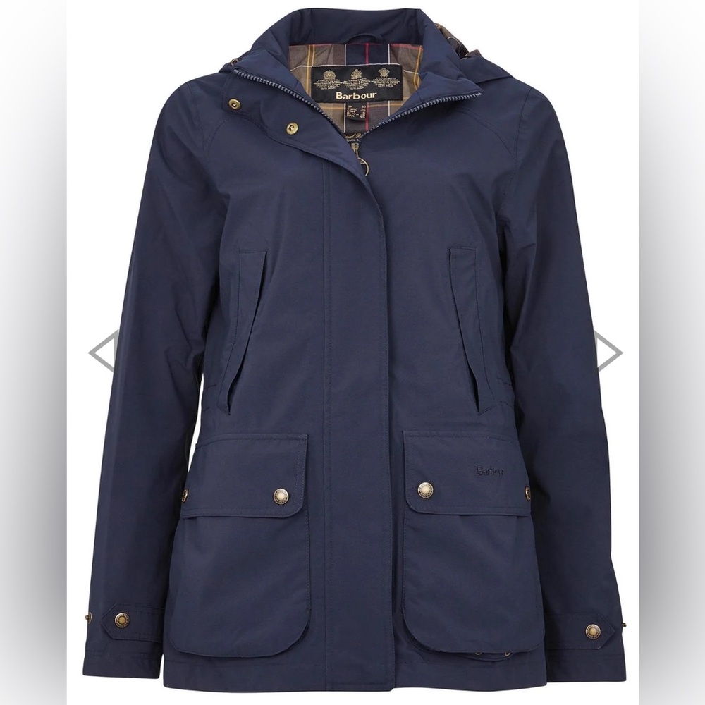 Barbour Winter Clyde Waterproof Jacket in Navy Blue women's size 12